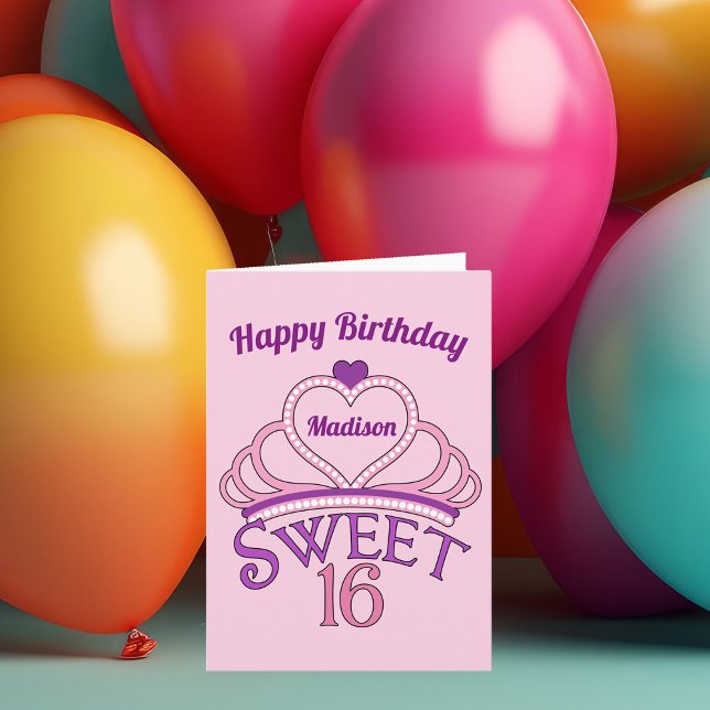 Carte Joyeux anniversaire mignon Sweet sixteen personnal (Créateur téléchargé)