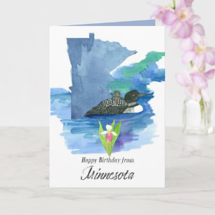 Carte Joyeux Anniversaire Minnesota Loon Bird Lady Slipp