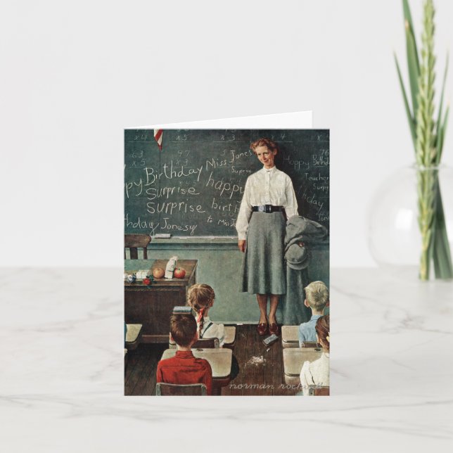 Carte Joyeux anniversaire, Miss Jones par Norman Rockwel (Devant)