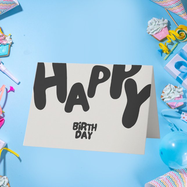 Carte Joyeux Anniversaire Moderne Gras Typographie Noire (Créateur téléchargé)