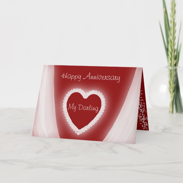 Carte Joyeux Anniversaire Mon Amour Cœur Rouge Romantiqu (Devant)