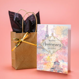 Carte Joyeux Anniversaire Mon Amour Tour Eiffel Aquarell