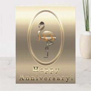 Carte Joyeux Anniversaire Monogramme de Flamant