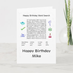 Carte Joyeux Anniversaire Mot Recherche Mike