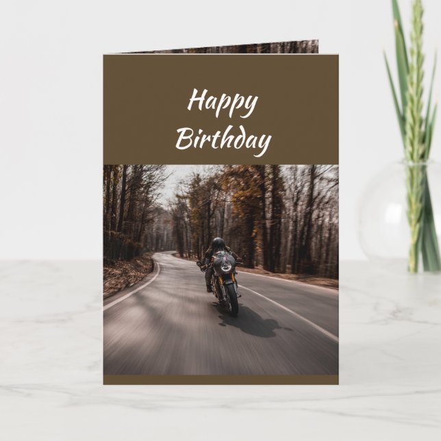 Carte Joyeux Anniversaire Motard Moto (Devant)