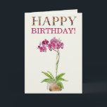 Carte Joyeux Anniversaire Moth Orchard<br><div class="desc">Verger de papillon aquarelle avec Joyeux anniversaire! texte à l'intérieur à droite : Joyeux texte or d'anniversaire</div>