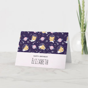 Carte Joyeux Anniversaire Motif Astronautes Chatons Mign