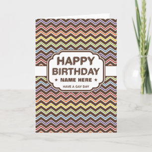 Carte Joyeux anniversaire   Motif Zig-Zag   Bonne journé