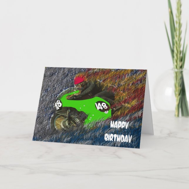 Carte Joyeux Anniversaire Moto (Devant)