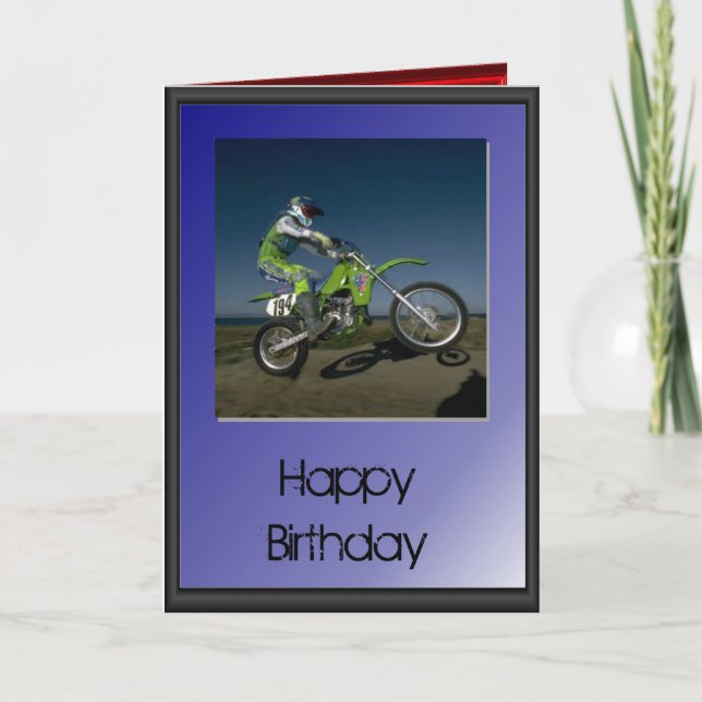 Carte Joyeux Anniversaire - Motocycliste (Devant)