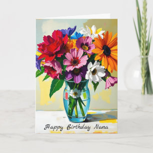 Carte Joyeux anniversaire Nana   Floral