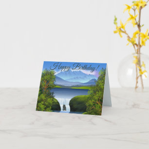 Carte Joyeux anniversaire Nature Mountain Paysage Cascad