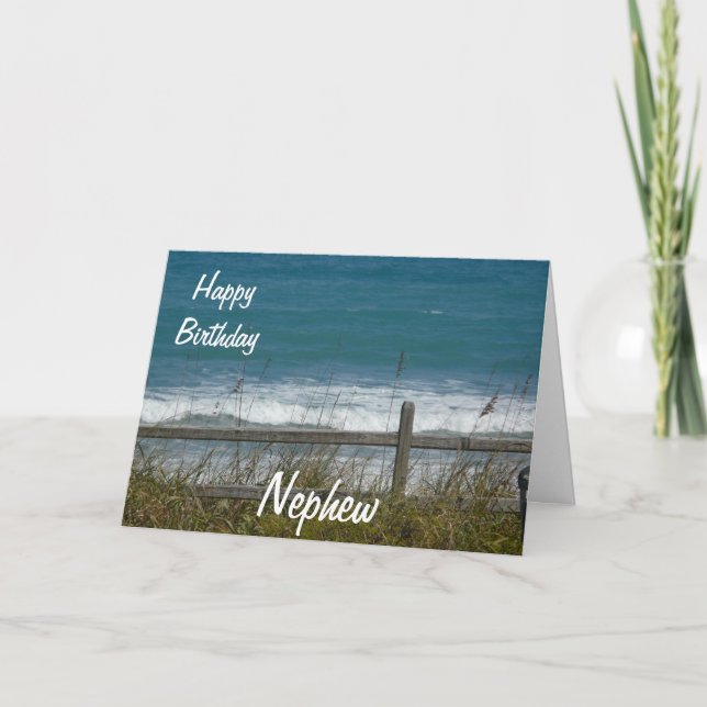 Carte Joyeux anniversaire Nephew-Ocean Waves (Devant)
