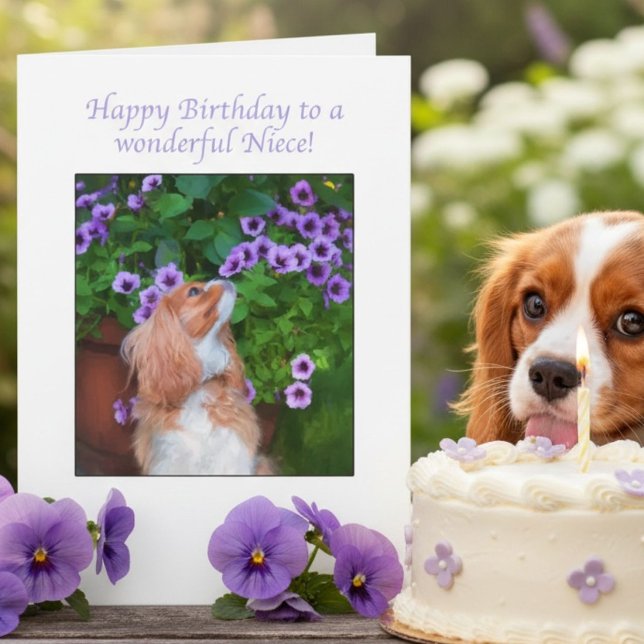 Carte Joyeux Anniversaire Nièce Cavalier King Charles Sp (Créateur téléchargé)