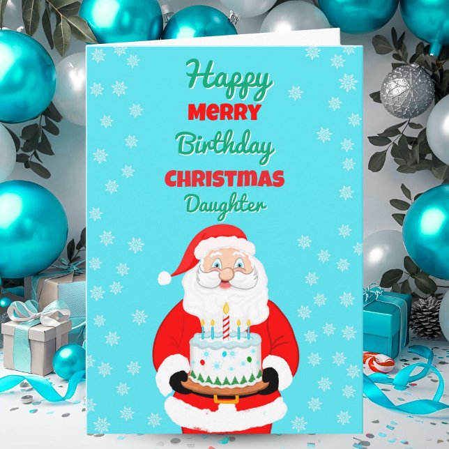 Carte Joyeux Anniversaire Noël Santa Fille (Créateur téléchargé)