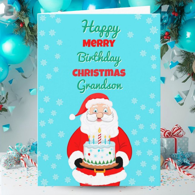 Carte Joyeux Anniversaire Noël Santa Petit-fils (Créateur téléchargé)