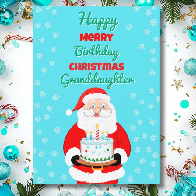 Carte Joyeux Anniversaire Noël Santa Petite-fille (Créateur téléchargé)