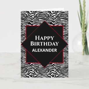 Carte Joyeux anniversaire Noir Blanc Moderne Personnalis