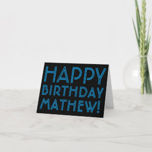 Carte Joyeux Anniversaire (NOM QUELCONQUE) Bleu & Noir