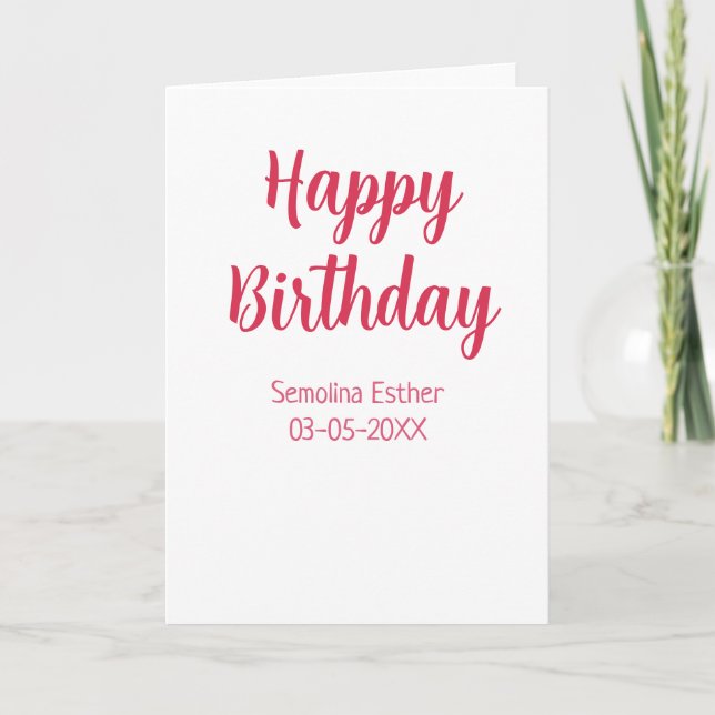 Carte joyeux anniversaire nom rouge rétro simple moderne (Devant)