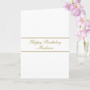 Carte Joyeux Anniversaire Nom Script Or Blanc
