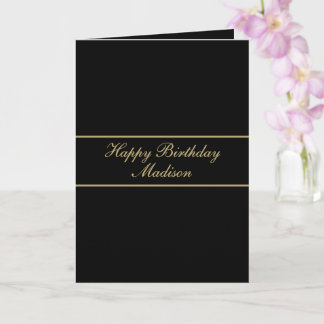 Carte Joyeux Anniversaire Nom Script Or Noir