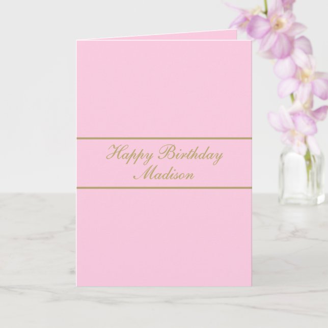 Carte Joyeux Anniversaire Nom Script Poudre Rose Or (Orchidée)
