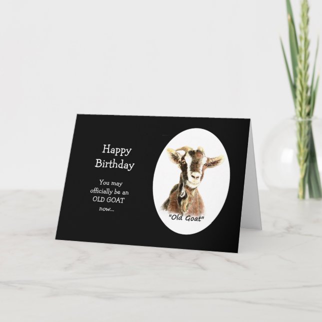 Carte Joyeux anniversaire officiellement Vieux chèvre no (Devant)