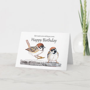 Carte Joyeux Anniversaire Oiseau Moineau Mignon