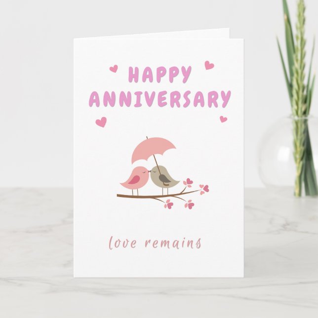 Carte Joyeux Anniversaire Oiseau qui s'embrasse (Devant)
