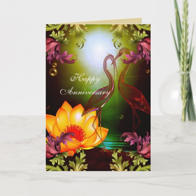 Carte Joyeux Anniversaire Oiseaux Cadre Doré Flora (Devant)