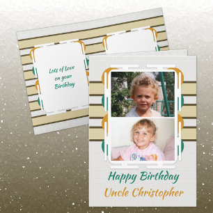 Carte Joyeux Anniversaire Oncle orange et vert photo