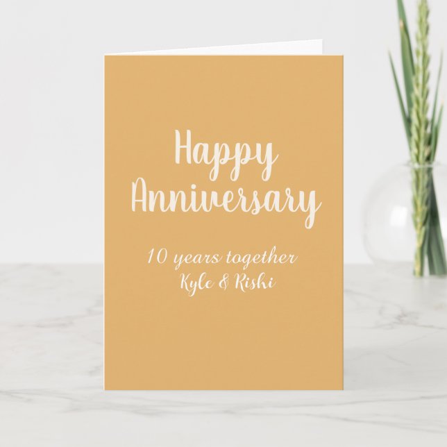 Carte Joyeux anniversaire or blanc 10 ans nom date  (Devant)