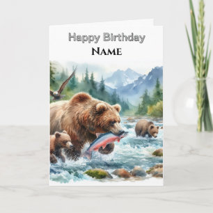 Carte Joyeux Anniversaire Ours Brun d'Alaska