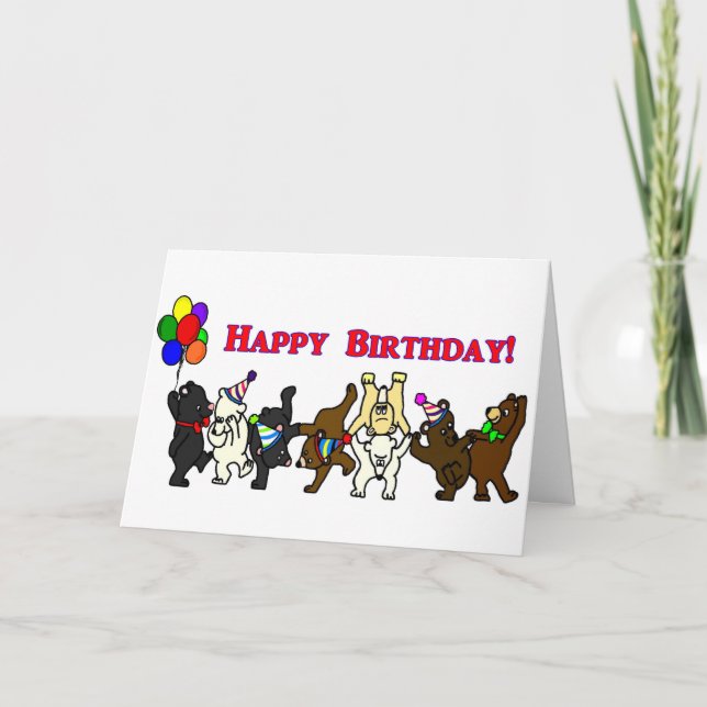 Carte Joyeux Anniversaire Ours De Danse (Devant)