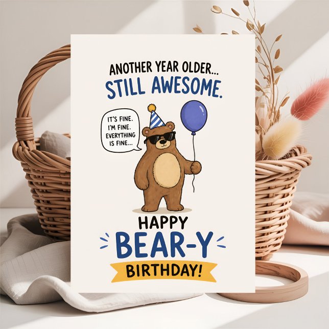 Carte Joyeux Anniversaire Ours Mignon Drôle (Créateur téléchargé)
