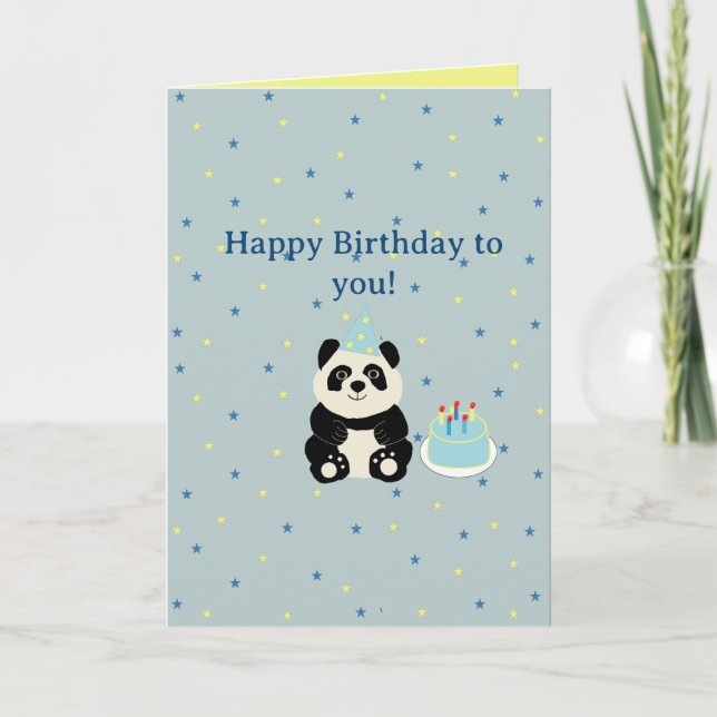 Carte Joyeux anniversaire ours panda (Devant)