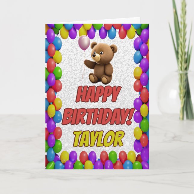 Carte Joyeux Anniversaire Ourson Mignon (Devant)