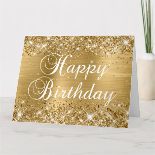 Carte Joyeux Anniversaire Pailleté Or Feuille du Groupe