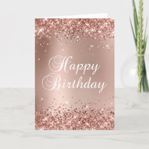 Carte Joyeux Anniversaire Pailleté Rose Gold Glam Dégrad