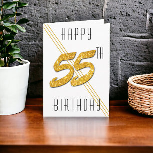 Carte Joyeux Anniversaire Paillettes Dorées 55 Ans