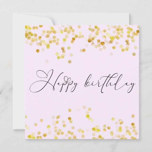 Carte Joyeux Anniversaire Paillettes Rose Pâle Or (Devant)