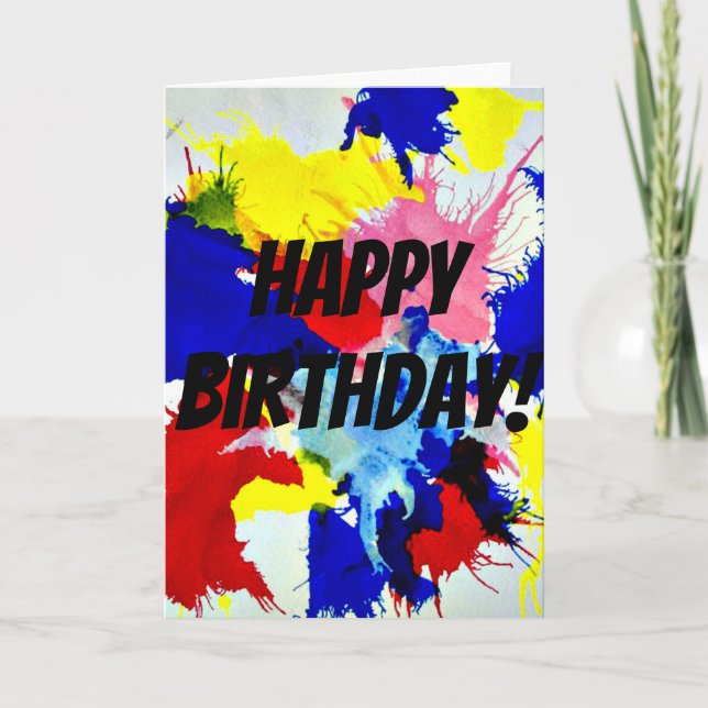 Carte "Joyeux Anniversaire !" Paint Splash (Devant)