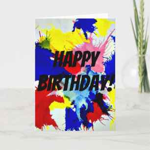 Carte "Joyeux Anniversaire !" Paint Splash