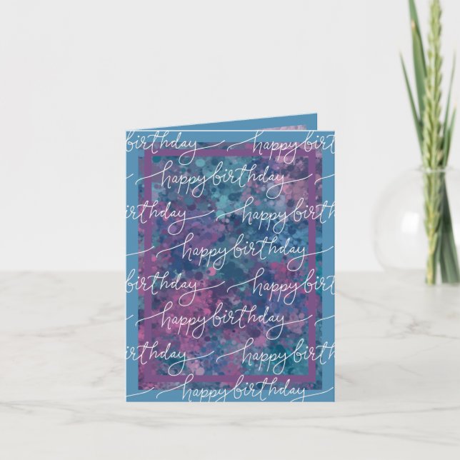 Carte Joyeux Anniversaire Paint Splatter Bleu pourpre ne (Devant)