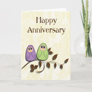 Carte Joyeux anniversaire paire de chouettes mignonnes c