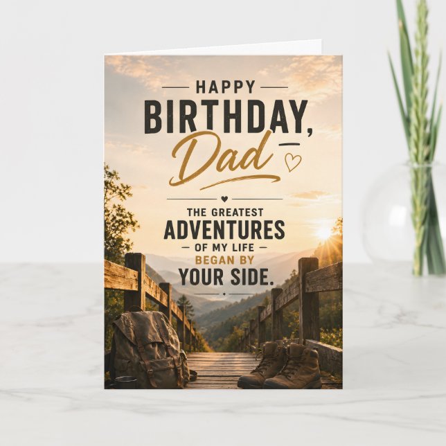 Carte Joyeux Anniversaire Papa Citation  Aventure Rustiq (Devant)