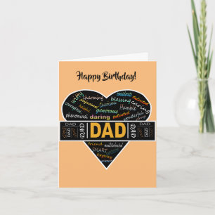 Carte Joyeux anniversaire papa cœur afro-américain 