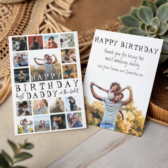 Carte Joyeux Anniversaire Papa Moderne Noir & Blanc 17 P (Créateur téléchargé)