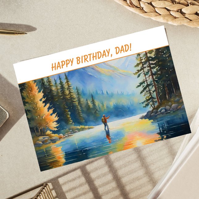 Carte Joyeux Anniversaire Papa Pêcheur à la Mouche (Créateur téléchargé)